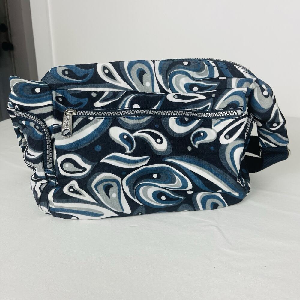 Kipling Gabbie Blue Eye Print Travel Crossbody Bag Purse Multi Pocket Monkey - Picture 8 of 14